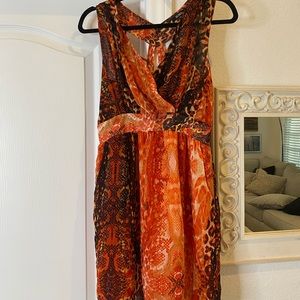 Orange red black and gold XOXO dress